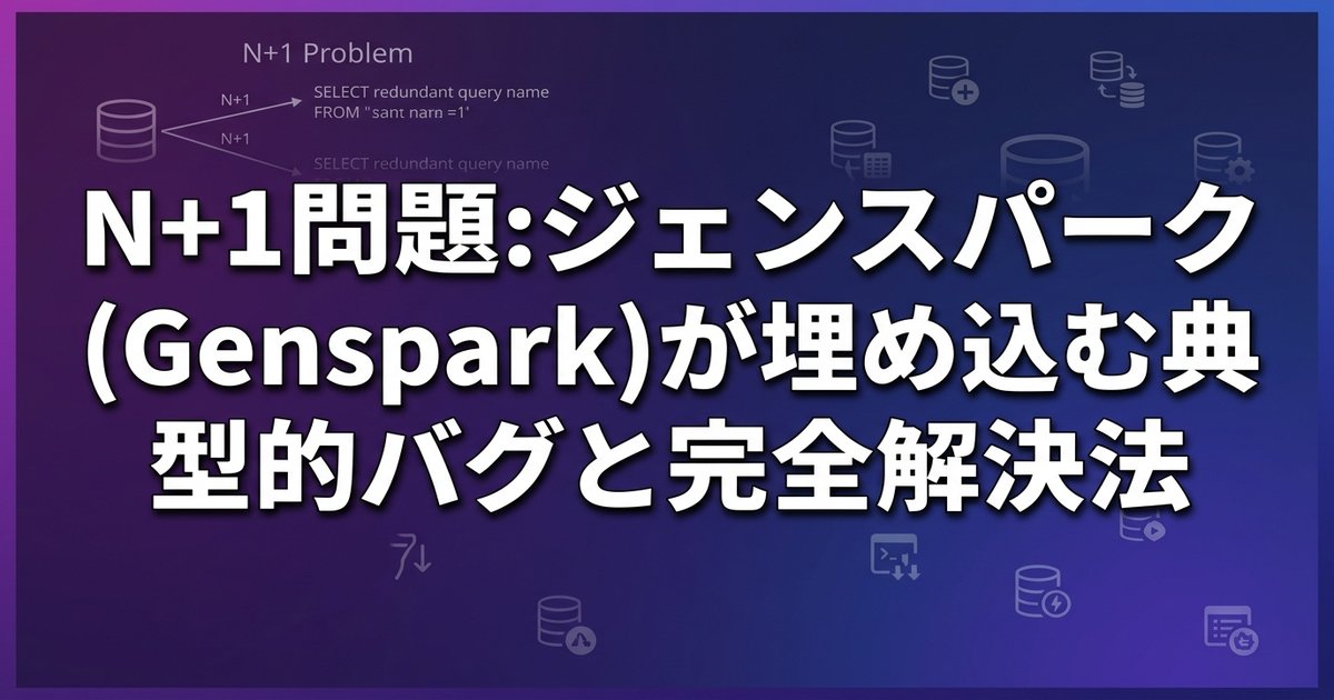 N+1問題：ジェンスパーク(Genspark)が埋め込む典型的バグと完全解決法