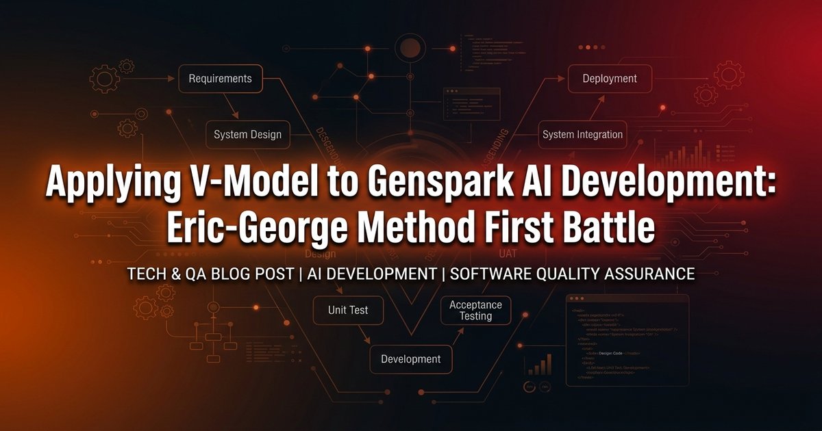 Applying the V-Model to Genspark AI Development - Eric George's Method's Debut