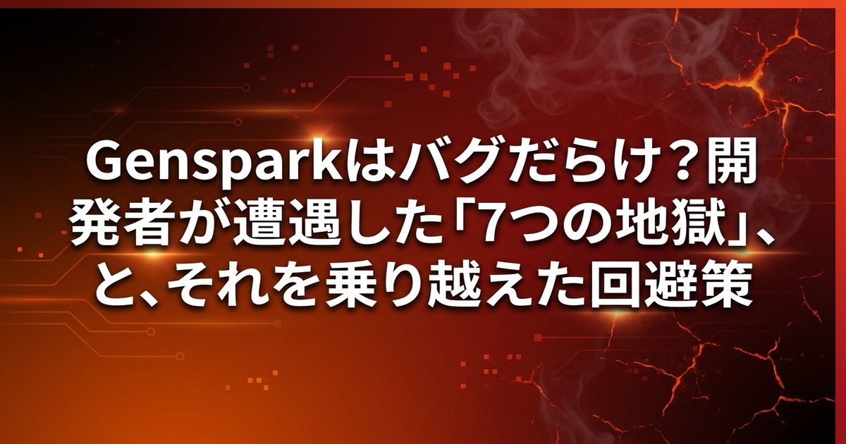 Gensparkはバグだらけ？開発者が遭遇した「7つの地獄」と、それを乗り越えた回避策